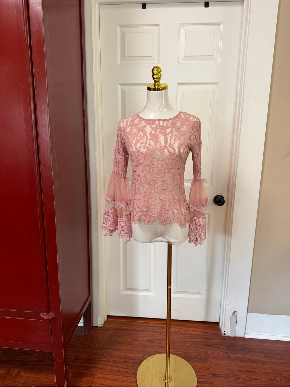 Say What? Pink Lace Bell-Sleeve Blouse